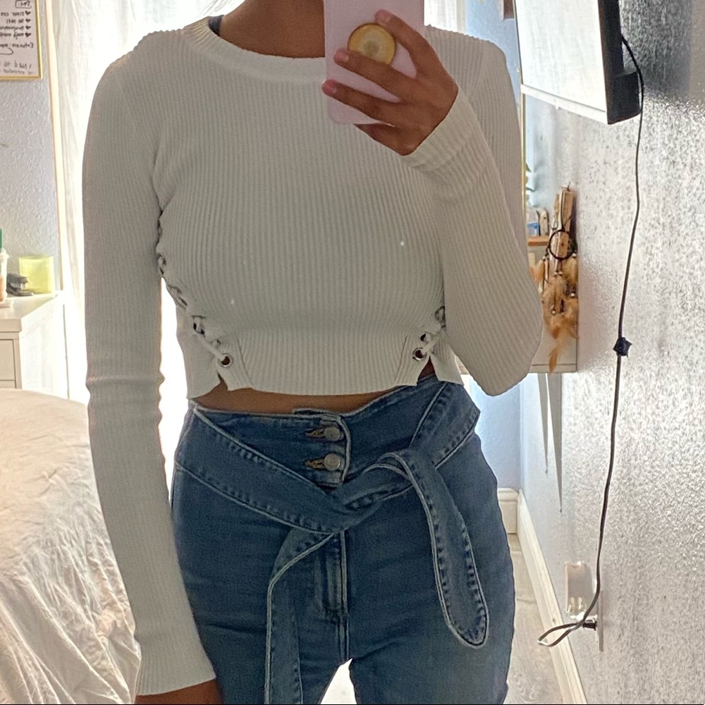 White cropped top